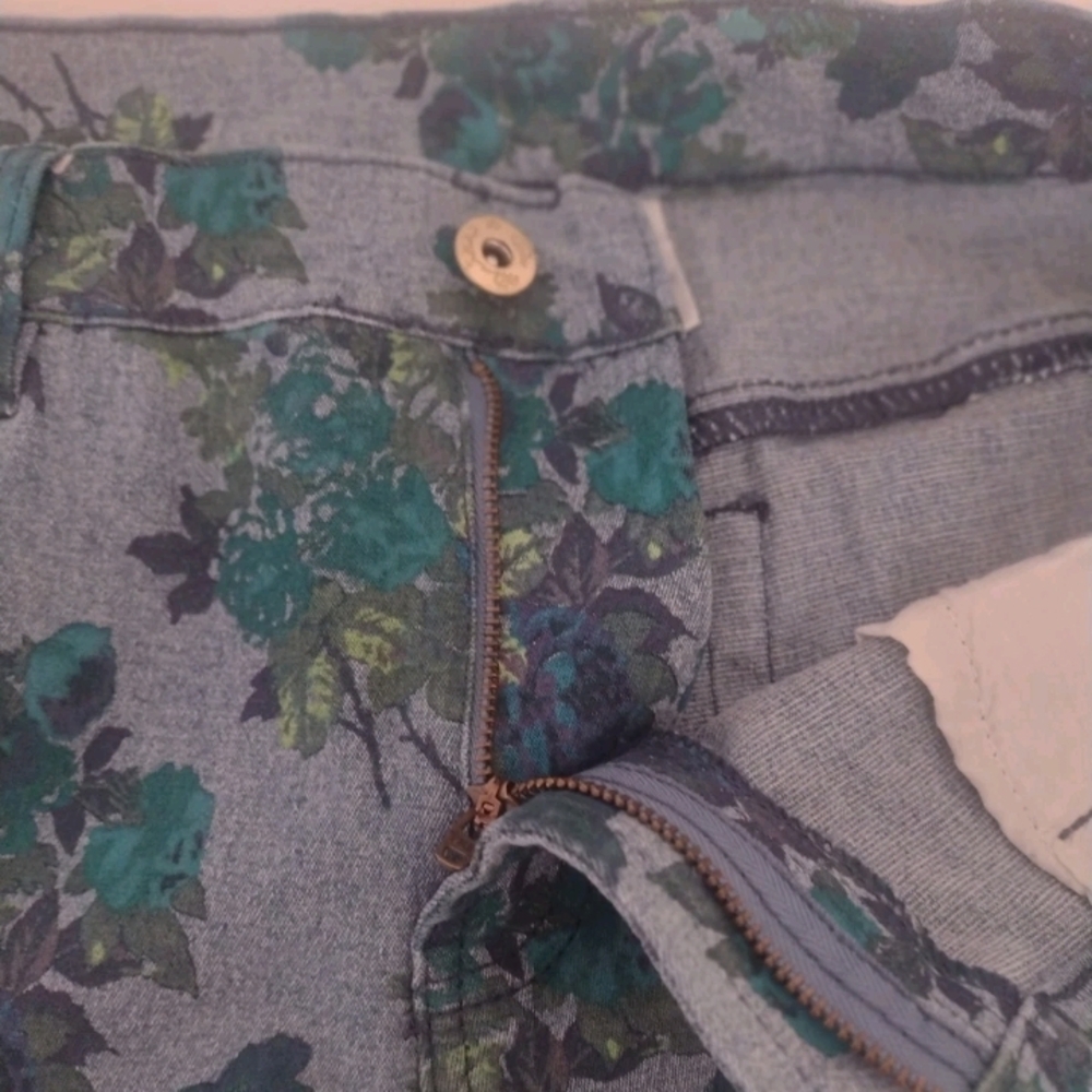 Diane Gilman 12P X 26.5" Women’s Blue Green Floral Print Stretch Jeans - Picture 5 of 16
